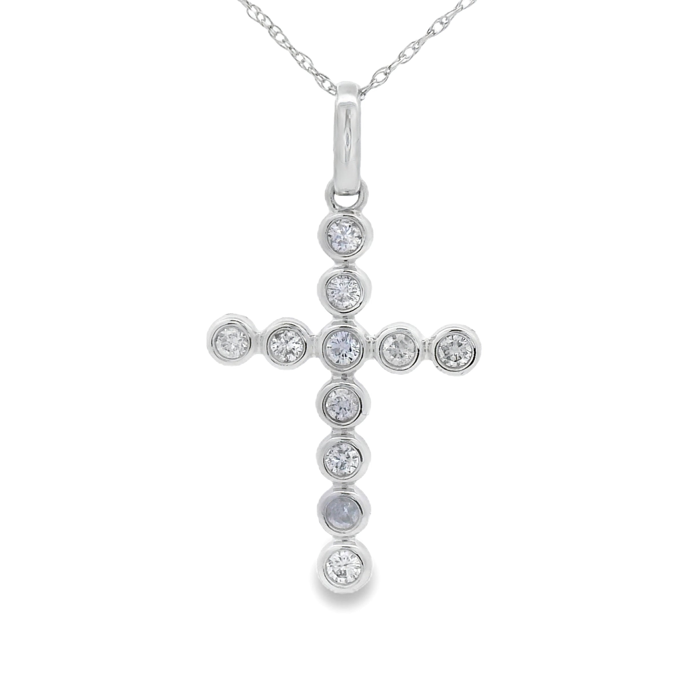 .31ct Diamond Cross Religious Pendant 14KT White Gold