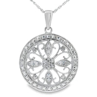 Natural .25ct Diamond Fashion Pendants Sterling Silver