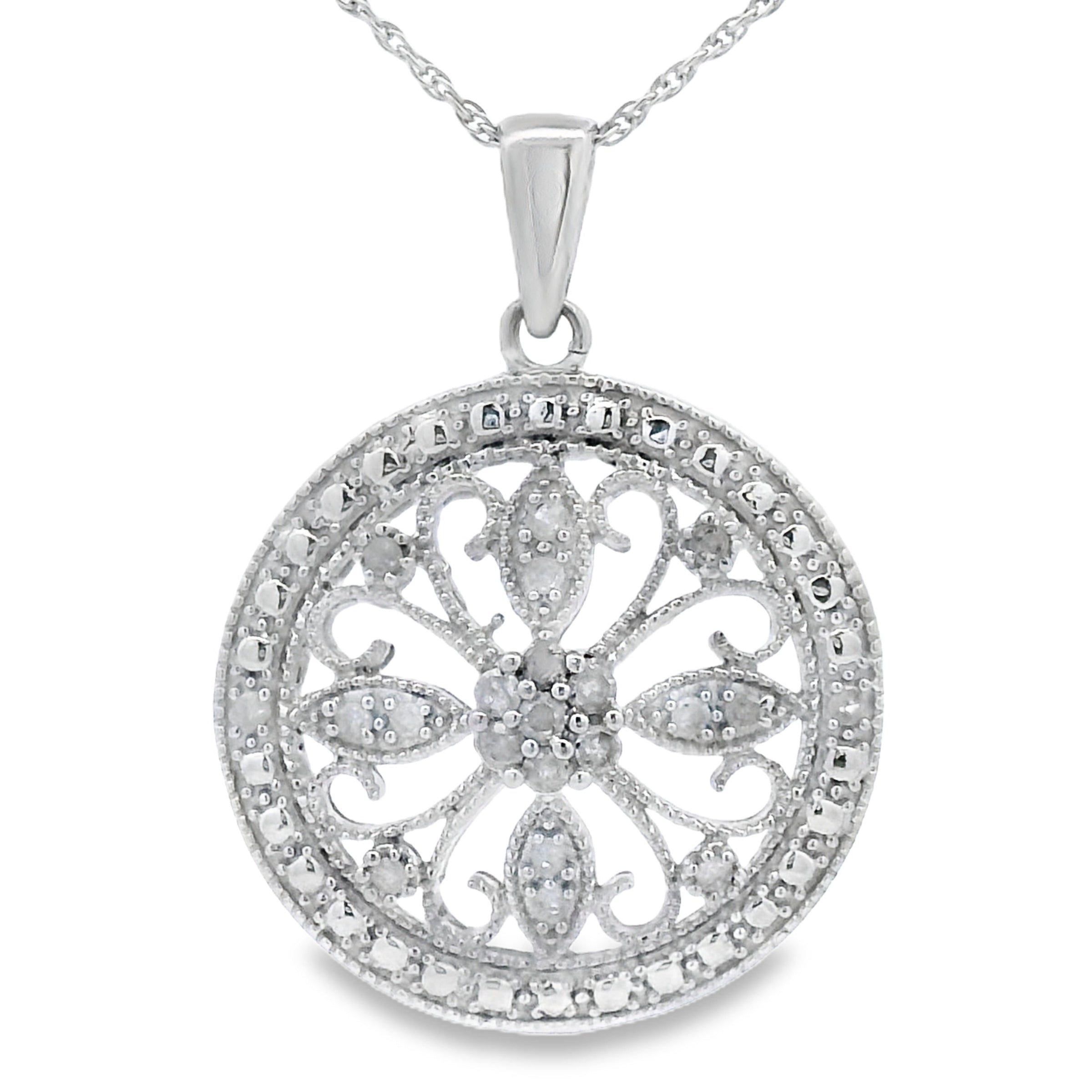 Natural .25ct Diamond Fashion Pendants Sterling Silver