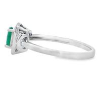 Genuine .45ct Emerald Diamond Ring 10KT White Gold