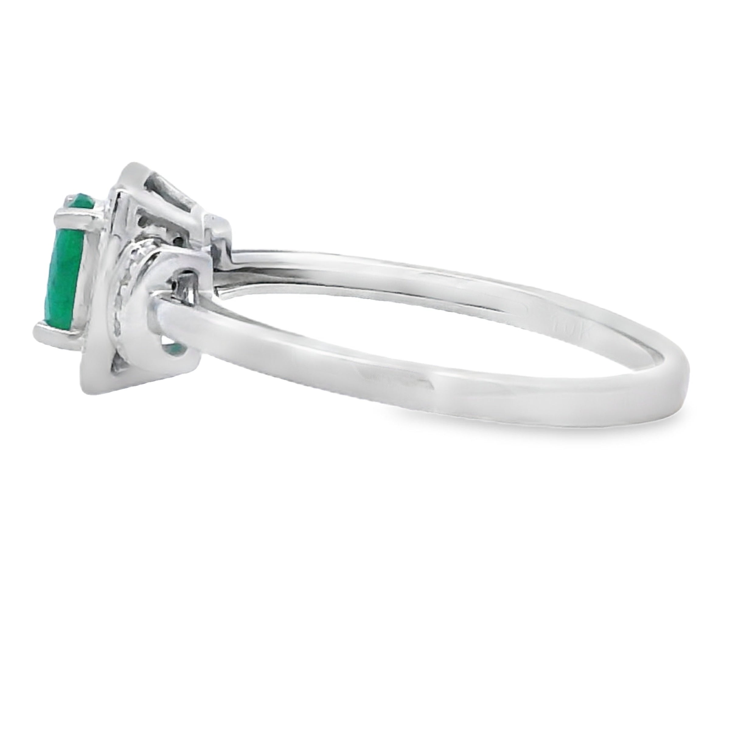 Genuine .45ct Emerald Diamond Ring 10KT White Gold