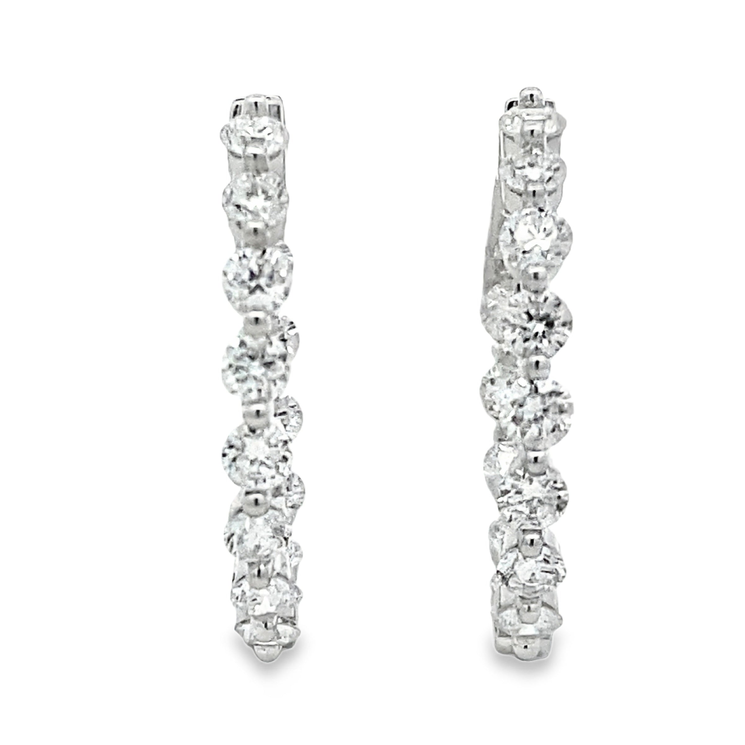 3.10ct Lab Grown Diamond Hoop Earrings Sterling Silver