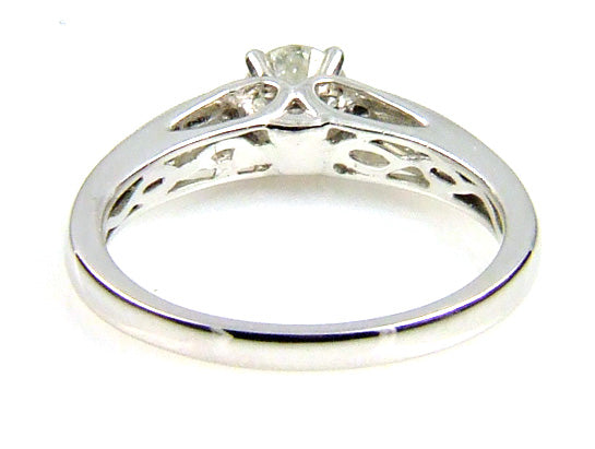 Natural .50ct Diamond Eng Only 14KT White Gold