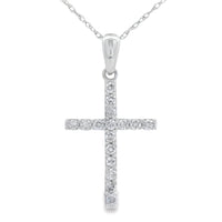 .25ct Diamond Cross Religious Pendant 14KT White Gold