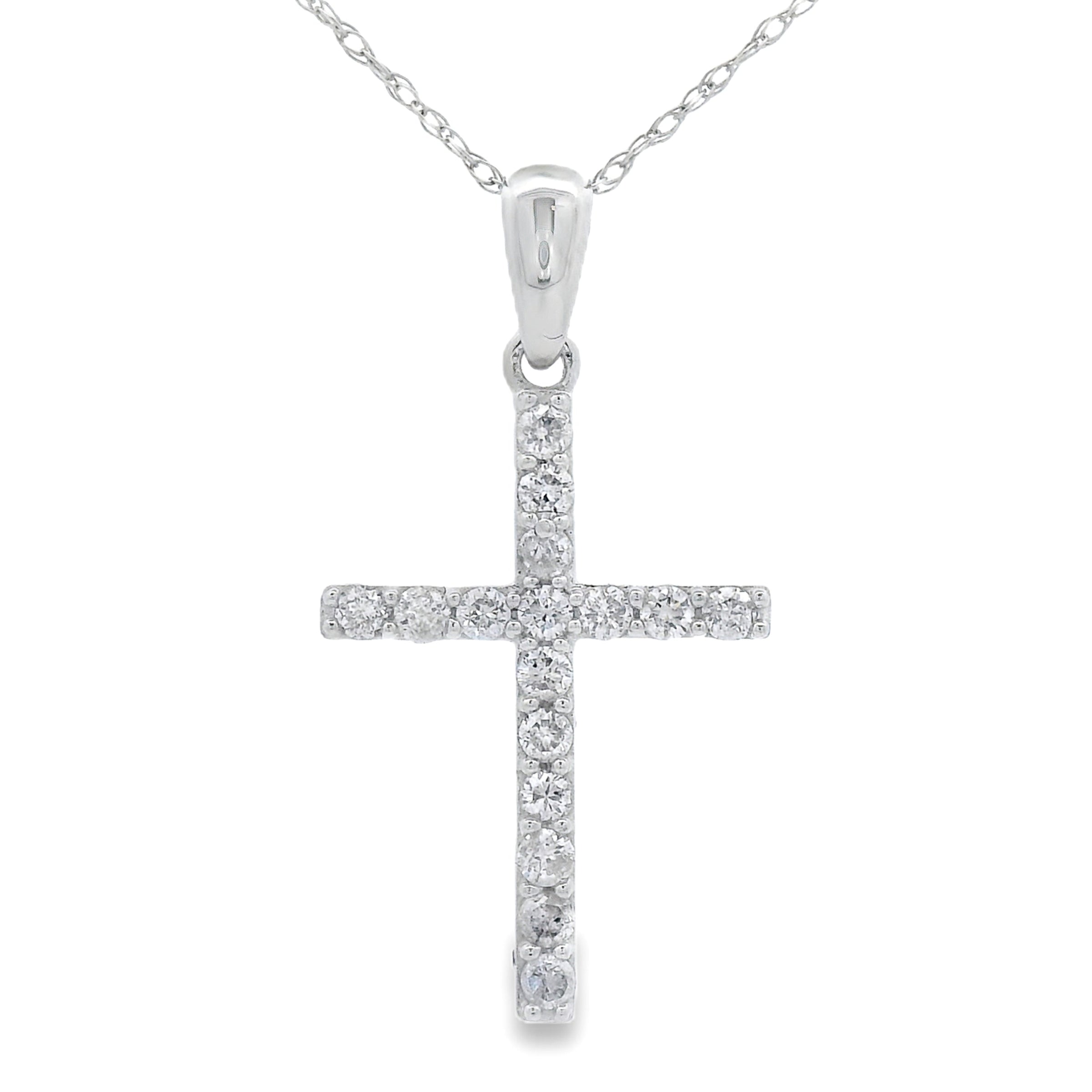 .25ct Diamond Cross Religious Pendant 14KT White Gold