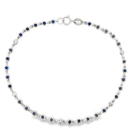 Natural .87ct Sapphire Diamond Bracelet 14KT White Gold