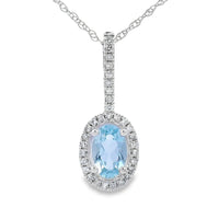 Aquamarine Diamond Fashion Pendants 10KT White Gold