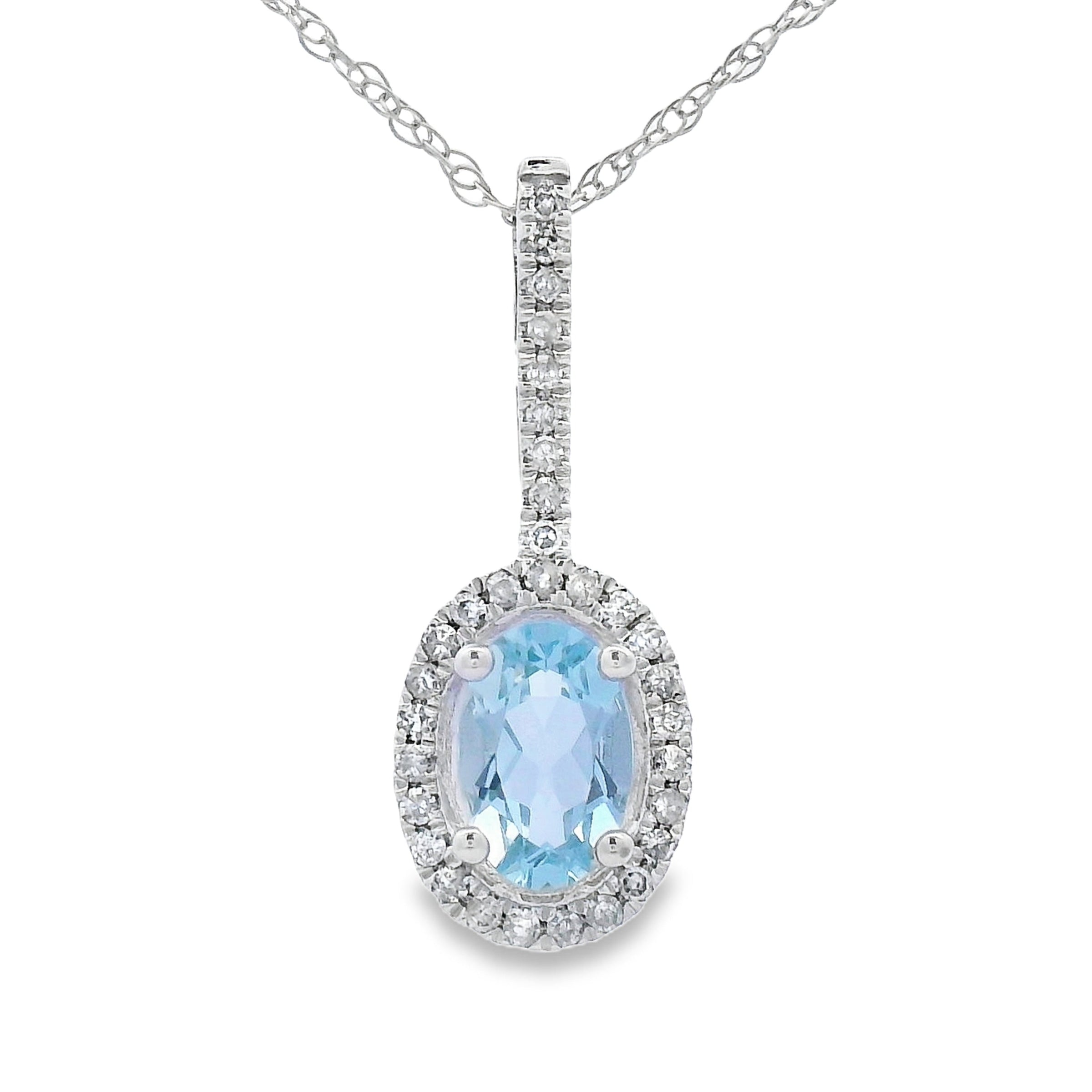 Aquamarine Diamond Fashion Pendants 10KT White Gold