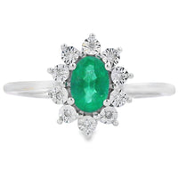 Genuine .43ct Emerald Diamond Ring 10KT White Gold