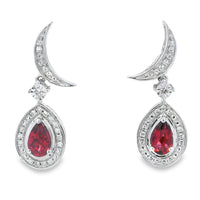 .62ct Garnet Diamond Dangle Earrings 10KT White Gold