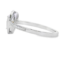 Genuine .44ct Rose Quartz Diamond Ring 10KT White Gold