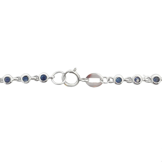 Natural .87ct Sapphire Diamond Bracelet 14KT White Gold