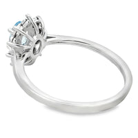 Genuine .43ct Aquamarine Diamond Ring 10KT White Gold