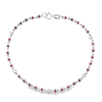 Genuine .89ct Ruby Diamond Bracelet 14KT White Gold