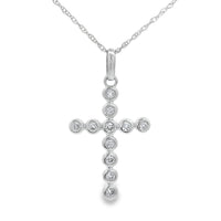 .15ct Diamond Cross Religious Pendant 14KT White Gold