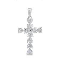Moissanite Cross Religious Pendant Sterling Silver