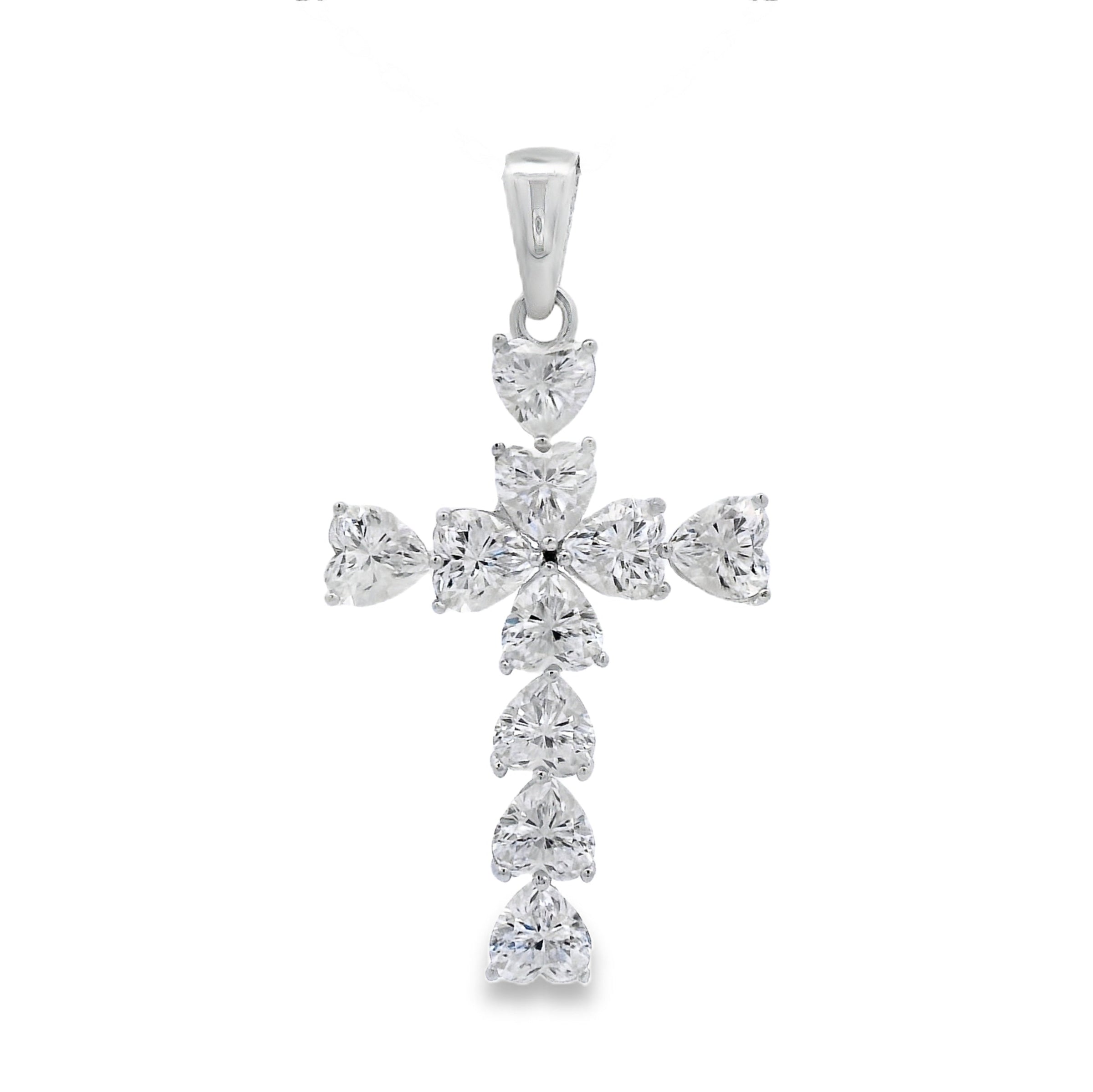 Moissanite Cross Religious Pendant Sterling Silver