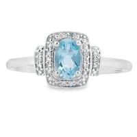 Genuine .45ct Aquamarine Diamond Ring 10KT White Gold
