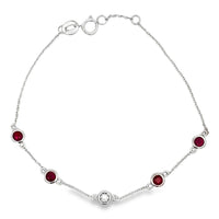 Natural .71ct Ruby Diamond Bracelet 14KT White Gold
