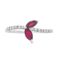 Natural .35ct Ruby Diamond Ring 14KT White Gold