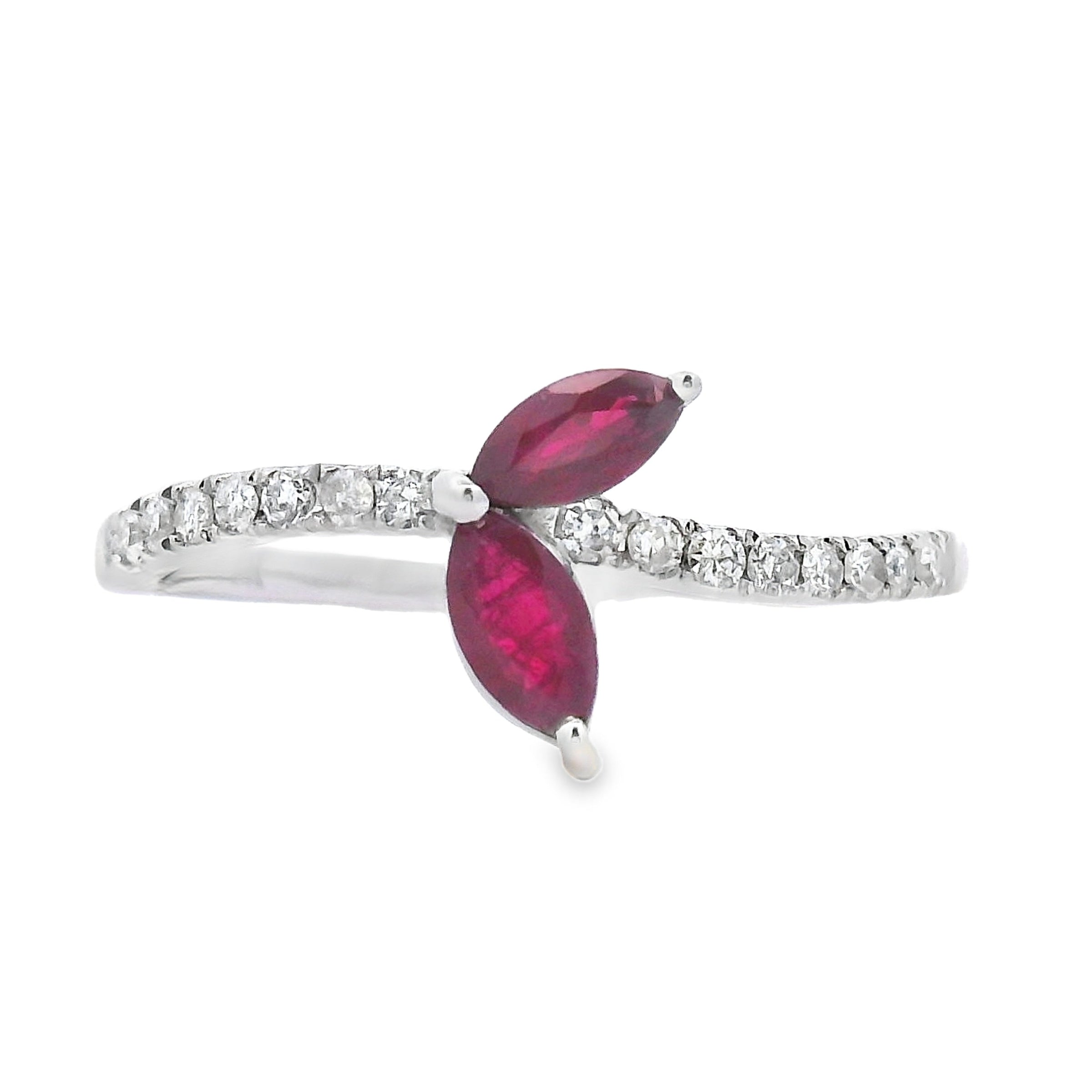 Natural .35ct Ruby Diamond Ring 14KT White Gold