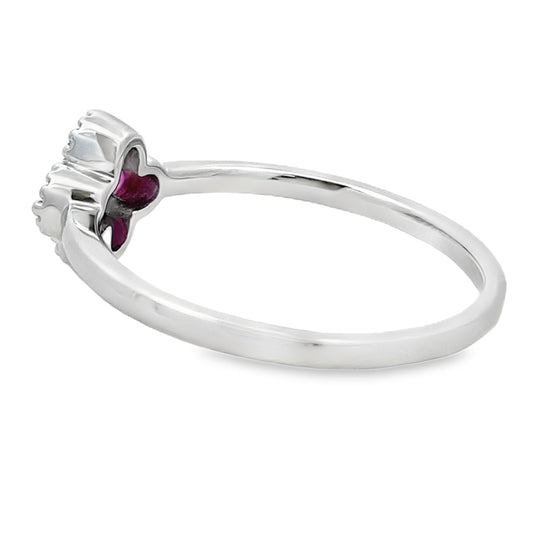 Natural .20ct Ruby Diamond Ring 10KT White Gold