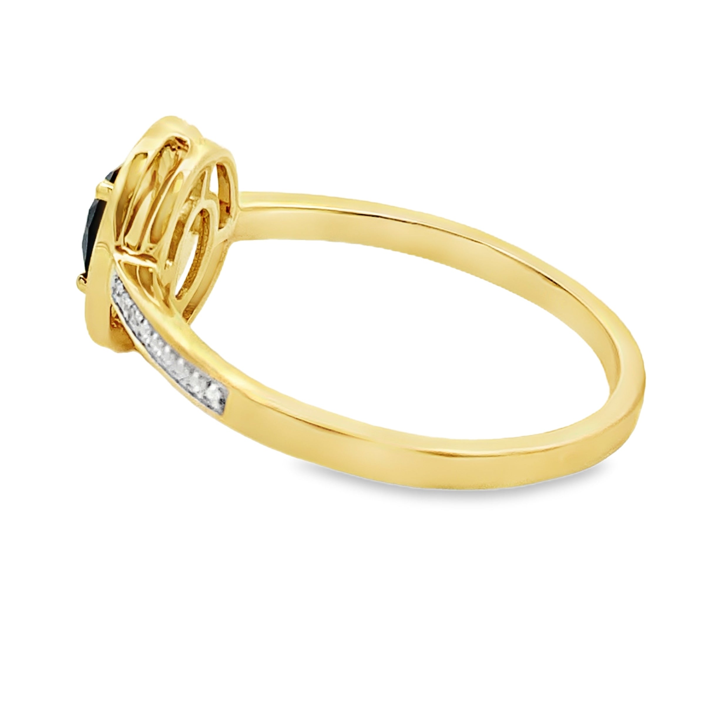 Natural .55ct Onyx Diamond Ring 10KT Yellow Gold