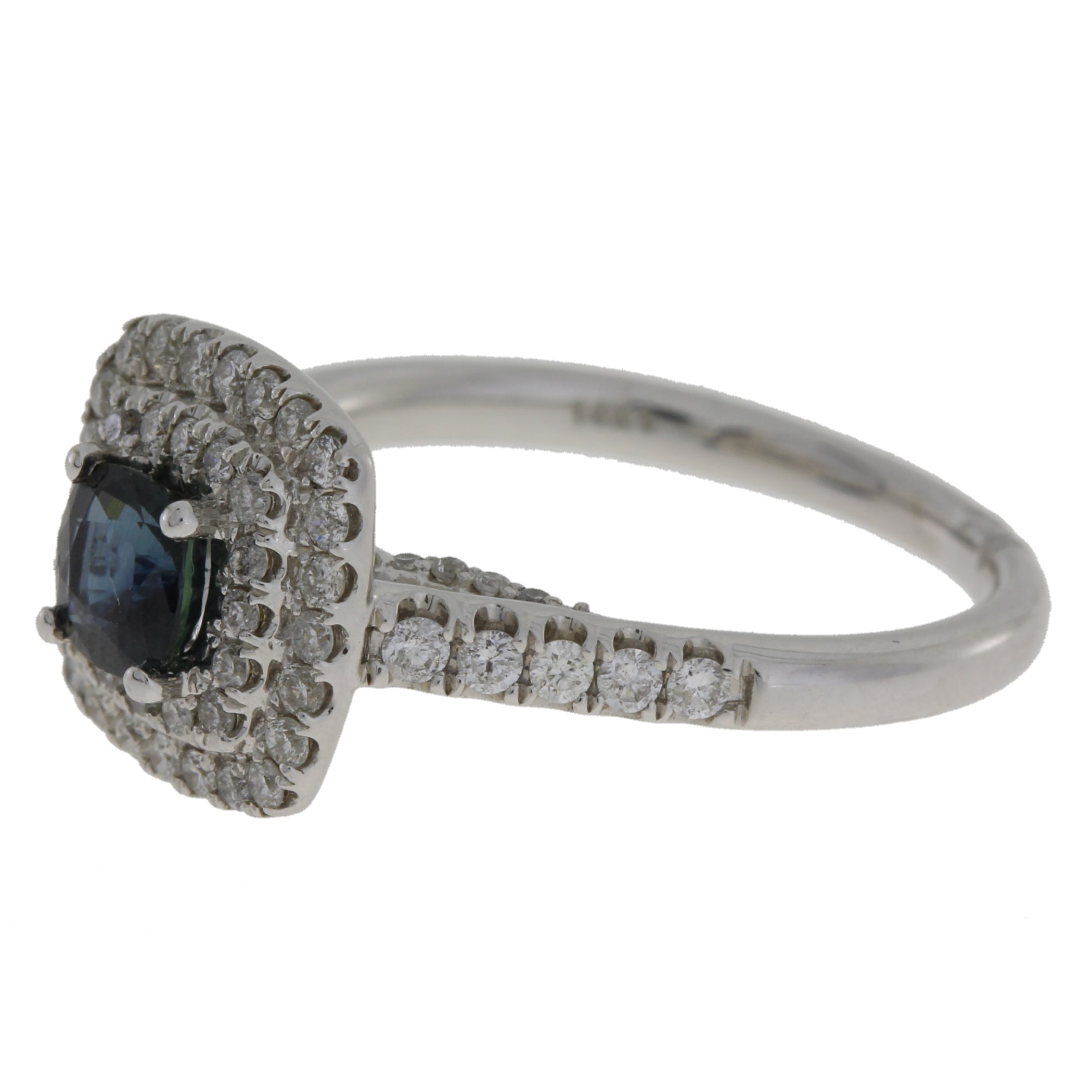 Natural 1.22ct Sapphire Diamond Ring 14KT White Gold
