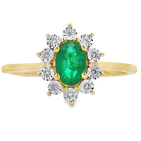Genuine .43ct Emerald Diamond Ring 10KT Yellow Gold