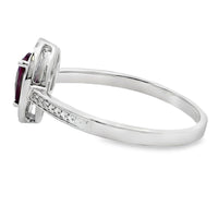Natural .56ct Garnet Diamond Ring 10KT White Gold