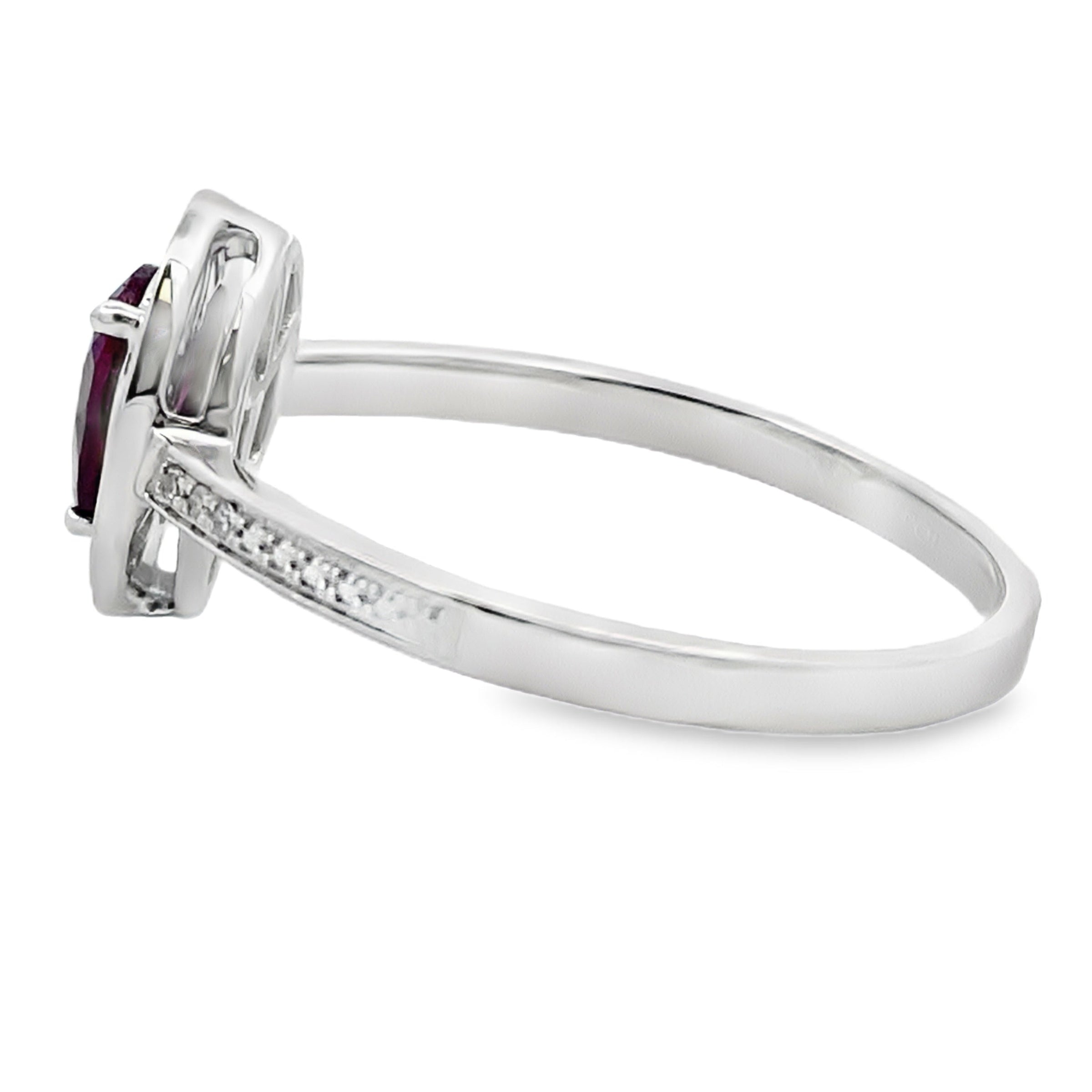 Natural .56ct Garnet Diamond Ring 10KT White Gold