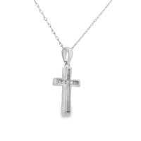.12ct Diamond Cross Religious Pendant 14KT White Gold