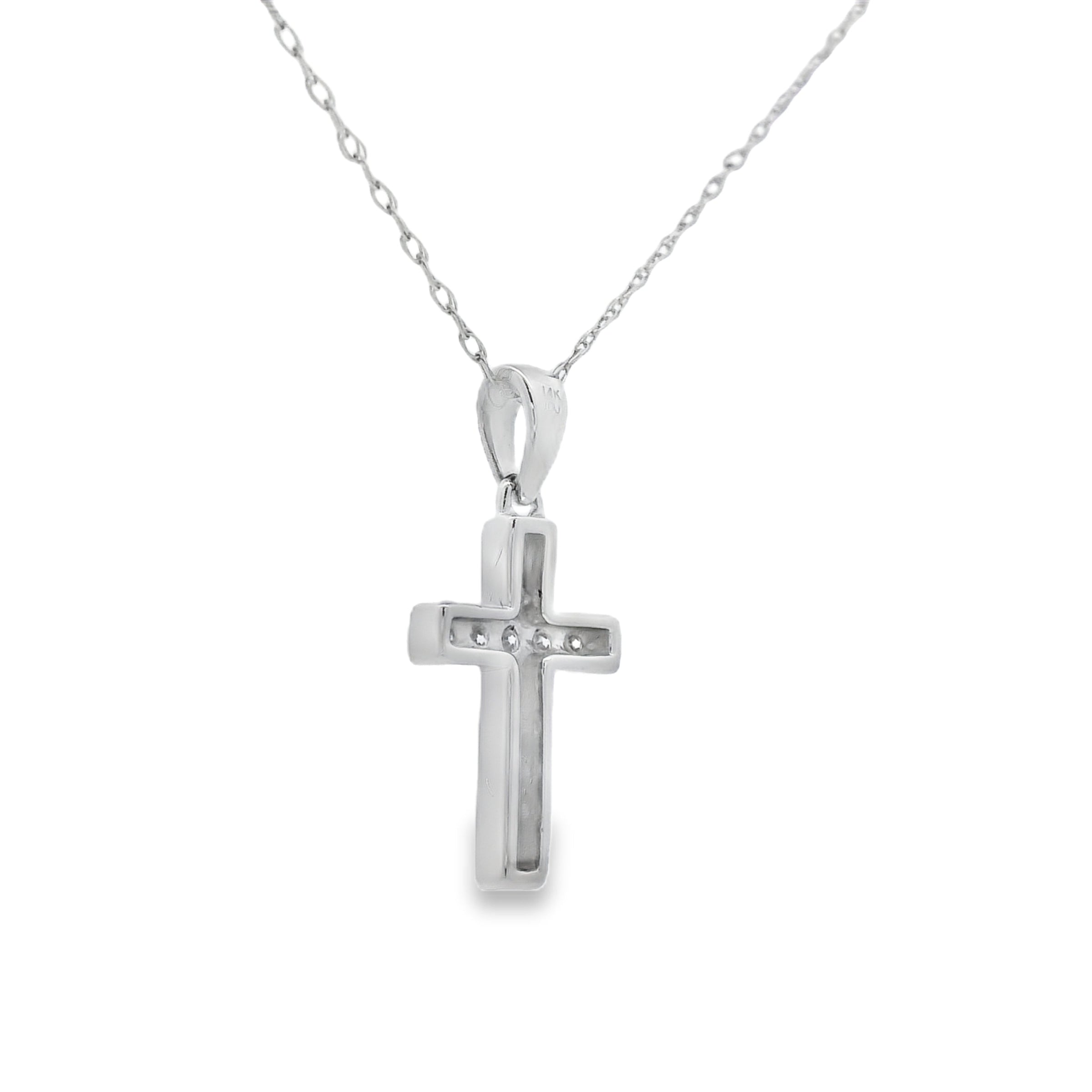 .12ct Diamond Cross Religious Pendant 14KT White Gold