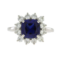 Created Sapphire Moissanite Ring Sterling Silver