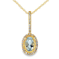 Aquamarine Diamond Fashion Pendants 10KT Yellow Gold