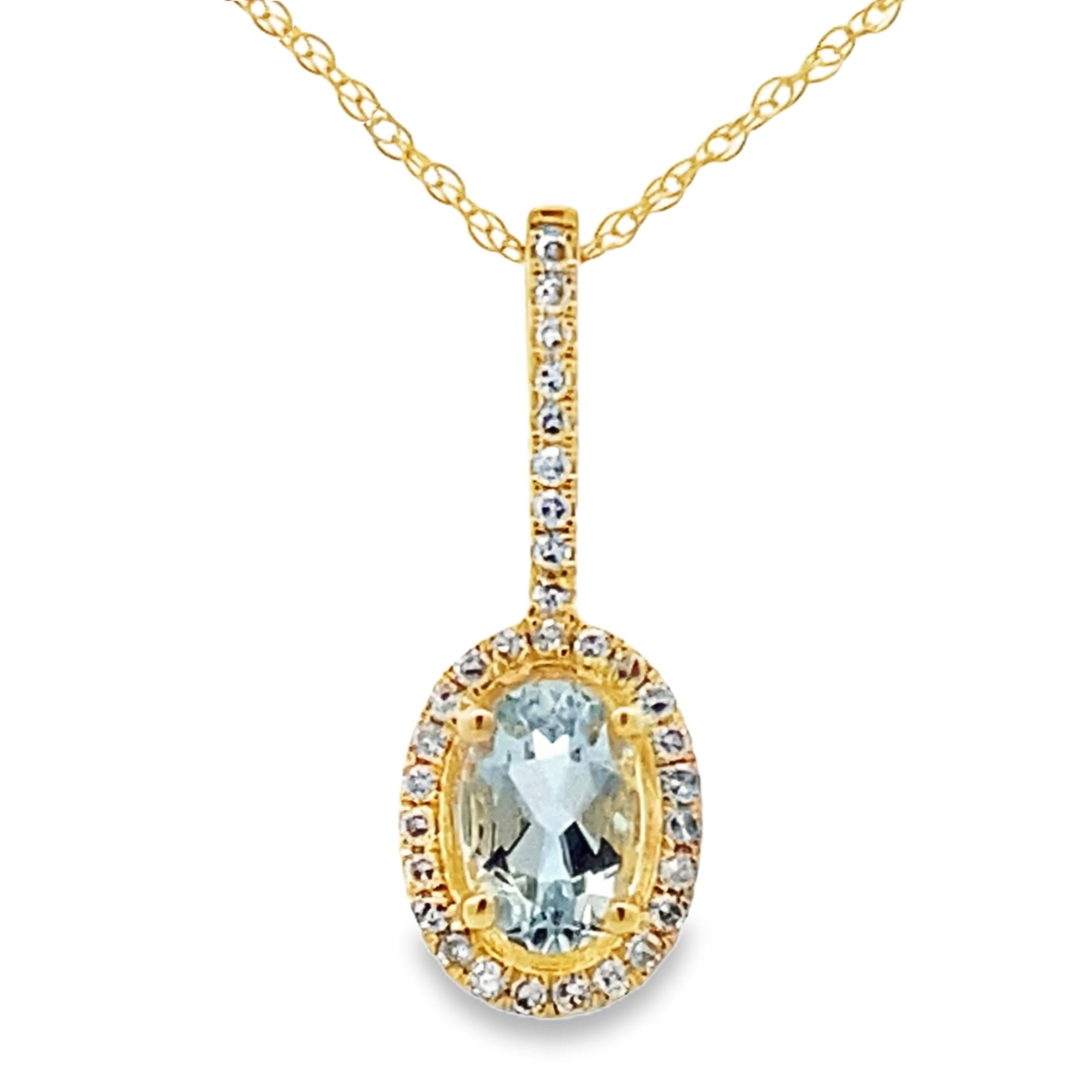 Aquamarine Diamond Fashion Pendants 10KT Yellow Gold