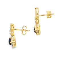 .55ct Onyx Diamond Dangle Earrings 10KT Yellow Gold