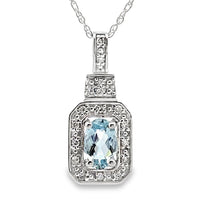 Aquamarine Diamond Fashion Pendants 10KT White Gold