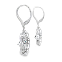 2.04ct Sapphire Diamond Dangle Earrings 14KT White Gold
