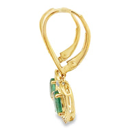 .90ct Emerald Diamond Dangle Earrings 10KT Yellow Gold