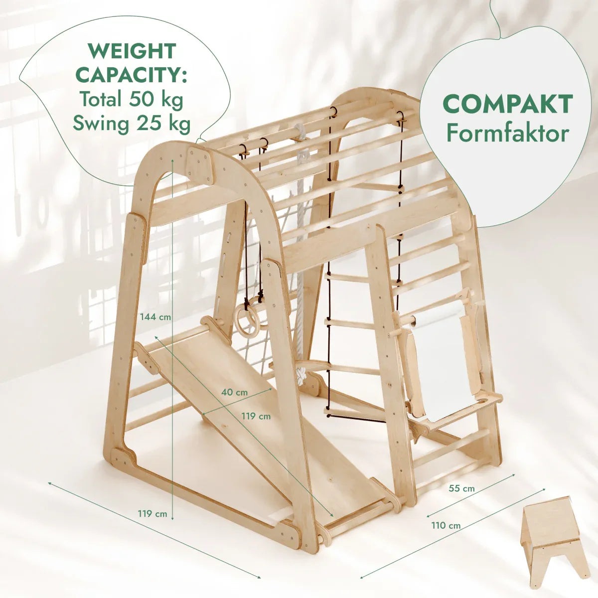 Indoor Playground for Children - 7in1 Playground + Swings Set + Slide Board + Art Set - BIG FRENCHIES
