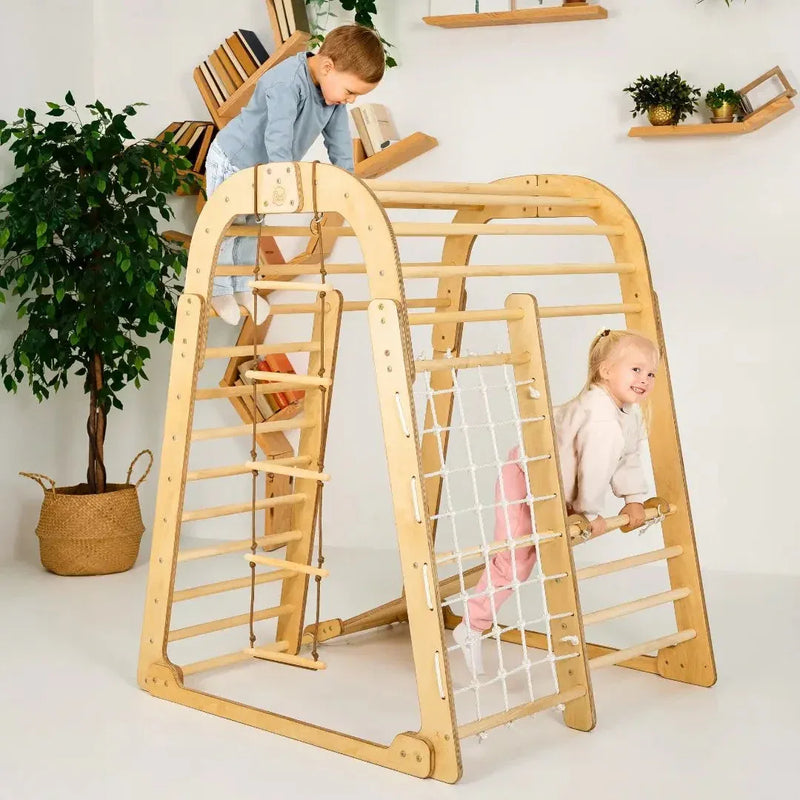 Indoor Wooden Playground for Children - 6in1 Playground + Swings Set + Slide Board - BIG FRENCHIES