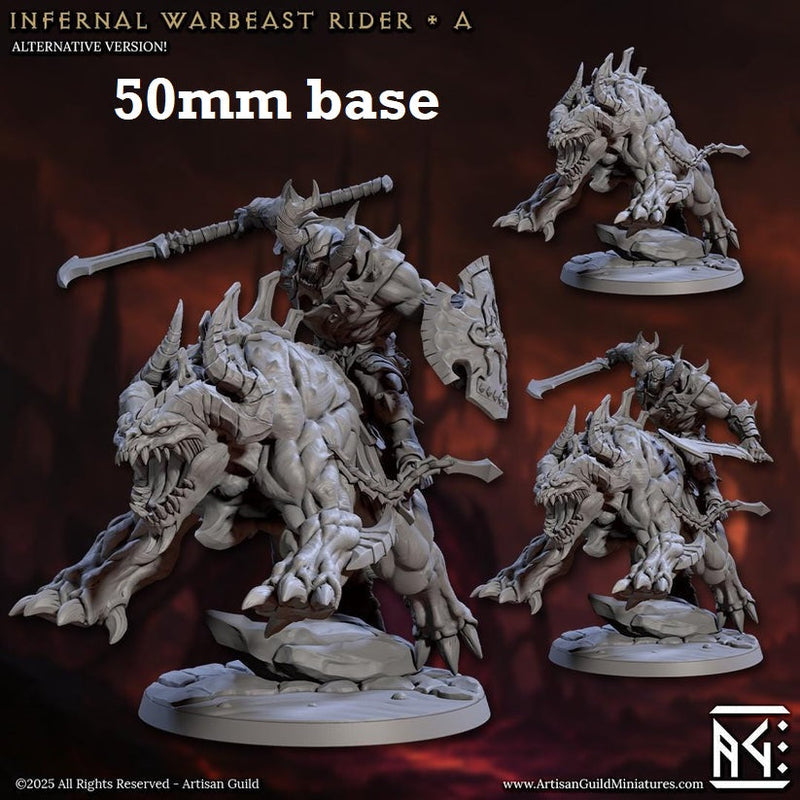 Infernal Belzatu Warbeast Riders: Sculpt A (Demon Warrior Cavalry Unit)-3D Printed Miniatures-BIG FRENCHIES-All Systems Go Games