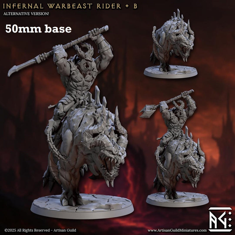 Infernal Belzatu Warbeast Riders: Sculpt B (Demon Warrior Cavalry Unit)-3D Printed Miniatures-BIG FRENCHIES-All Systems Go Games