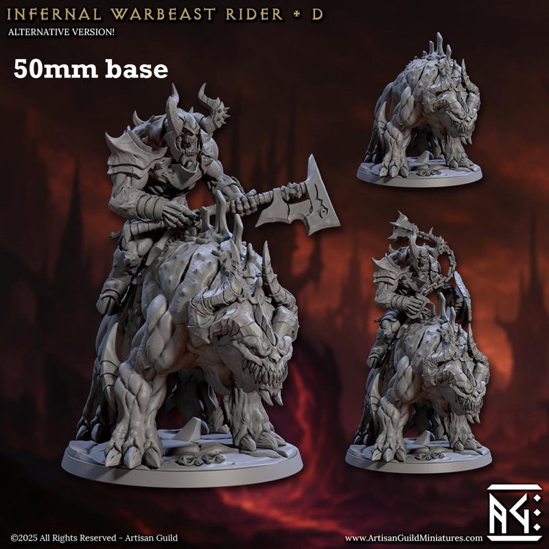 Infernal Belzatu Warbeast Riders: Sculpt D (Demon Warrior Cavalry Unit)-3D Printed Miniatures-BIG FRENCHIES-All Systems Go Games