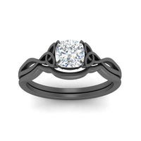 Cushion Cut Infinity Celtic Solitaire Wedding Set
