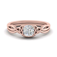 Cushion Cut Infinity Celtic Solitaire Wedding Set