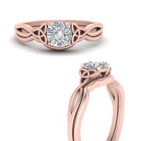 Cushion Cut Infinity Celtic Solitaire Wedding Set