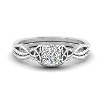 Cushion Cut Infinity Celtic Solitaire Wedding Set