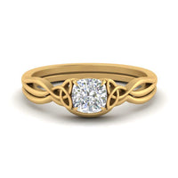 Cushion Cut Infinity Celtic Solitaire Wedding Set
